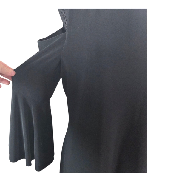Ralph Lauren Black Cold Shoulder Midi Dress With Bell Sleeves Size XL - Picture 3 of 7
